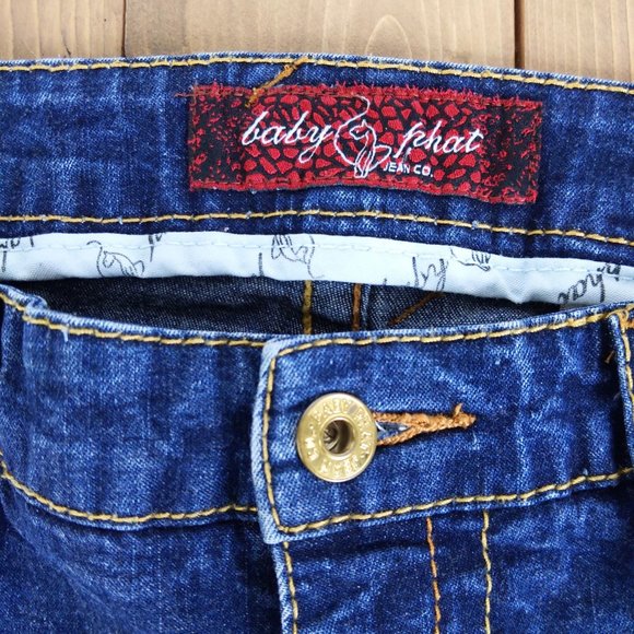 Baby Phat Y2K Low Rise Bling Pocket Straight Leg Jeans - Picture 3 of 15